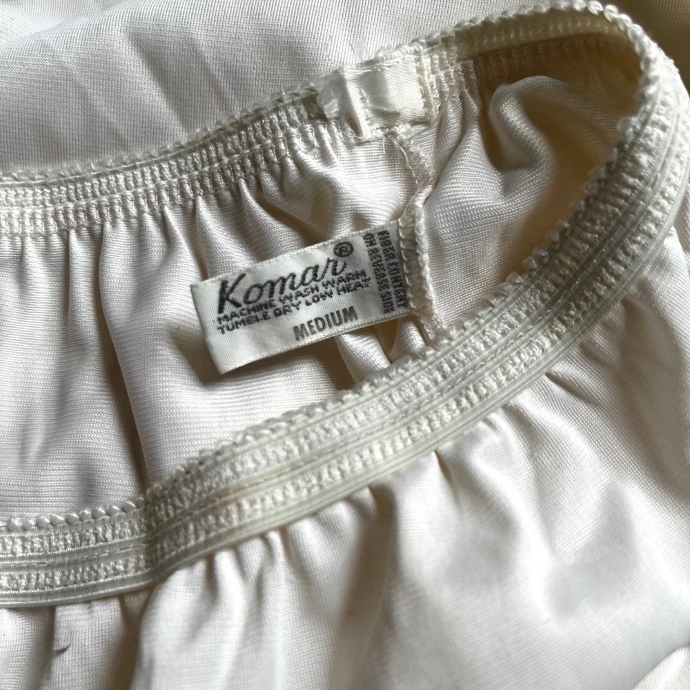 Vintage White Half Slip Skirt Lace Hem Nylon Lingerie Medium